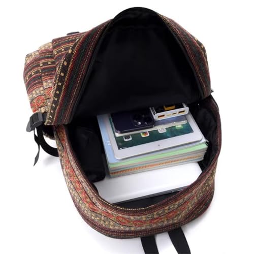 Large Capacity Canvas Printed Backpack Bohemian Retro Backpack Women's Leisure Travel (Blue)4