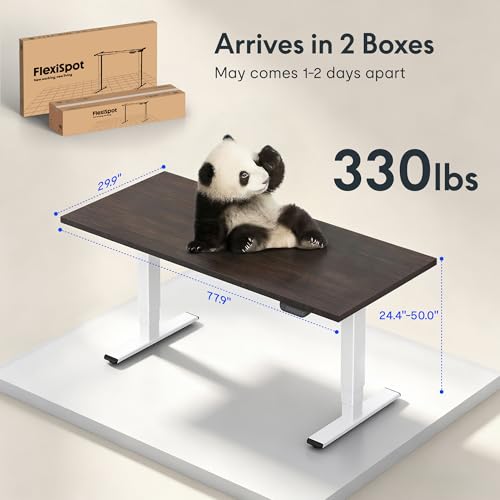 Image of FLEXISPOT E6 MAX Bamboo 78x30 Inch Dual Motor 3-Stage Heavy Duty Standing Desk, 330lbs Weight Capacity, Height Adjustable Desk w /Cable Management & Wheels (Solid Walnut Bamboo Desktop + White Frame)