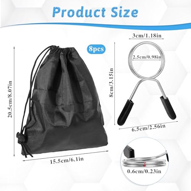 simarro Weight Clips for Bars, 8pcs 1 Inch Barbell Clamps Stainless Steel Weight Bar Clamps Barbell Collars Fitness Bar Clips Weight Bar Clamps for Weightlifting Strength Training Working Out