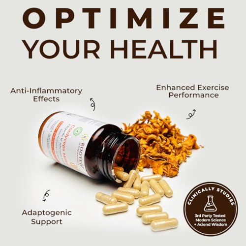 Image of Rooted Active's Adaptogen Power Duo | Reishi & Cordyceps Mushroom Capsules | Whole Mushroom Powder | Vegan, Non-GMO, Gluten-Free | No Fillers | 60+60 Capsules