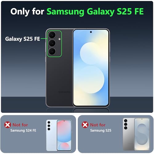 Image of OWKEY for Samsung Galaxy S25 FE Case 6.7'', Magnetic Galaxy S25 FE Case for Magsafe with Tempered Screen Protector [Shockproof Military] Translucent Matte Bumper Phone Cover Samsung S25 FE 5G, Black