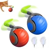 Picture of LUPAPA Automatic Moving Cat Toy, 2025 Upgrade Motion Activated Ball with Feather Tail, USB Rechargeable Smart Cat Toys for Indoor, Fun Exercise for Kittens (Blue and Orange)