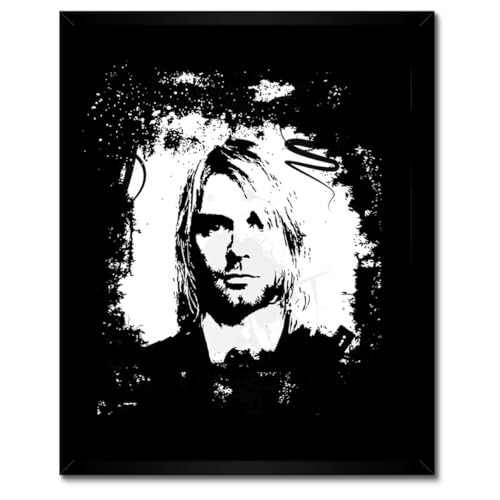 Poster Kurt Cobain sous cadre blanc 40x50 cm pour déco rock