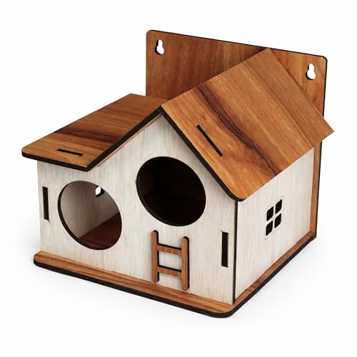Image of Deskart Wooden Bird House | WallPatch Wooden Bird Nest for Balcony, Window and Garden | Suitable for Sparrow and Kingfisher etc. Birds