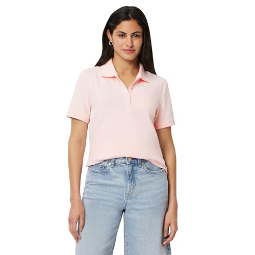 Amazon Essentials Damen-Poloshirt Normale Passform kurzärmelig Hellrosa Größe M