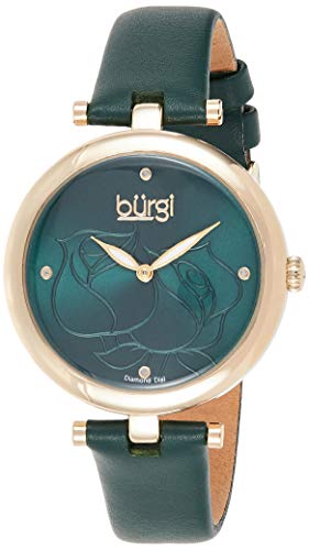 Preisvergleich Produktbild BURGI Damen Analog Quarz Uhr mit Leder Armband BUR151GN