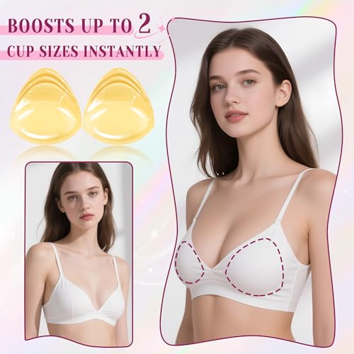 Double Sided Sticky Bra Push up, Ultra Invisible Lift Bra Inserts Push up Sticky Bra Pads Inserts,Reusable Boob Insert2