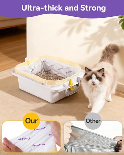 Image of 120 Count Automatic Cat Litter Box Liners Compatible with PetPivot AutoScooper 11 /12 and Similar Open Top Self Cleaning Litter Box, Heavy Duty Cat Litter Bags Liners with Drawstring, 25.19 inch x 11.8 inch
