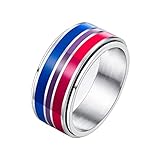 Nanafast Stainless Steel Bisexual Spinner Ring LGBT Pride Ring for Gay & Lesbian Love is Love Bi Pride Ring LGBTQ Anxiety Ring for Women Men Bisexual 8