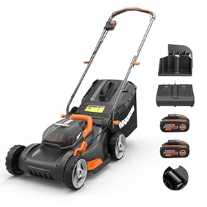 Worx WG743E.1 40V 40cm Cordless Lawnmower – Ideal for Medium to Large Gardens (Up to 500㎡) – Includes 2x 4.0Ah Batteries & Charger – IntelliCut™, Cut-to-Edge, 7 Height Positions, PowerShare