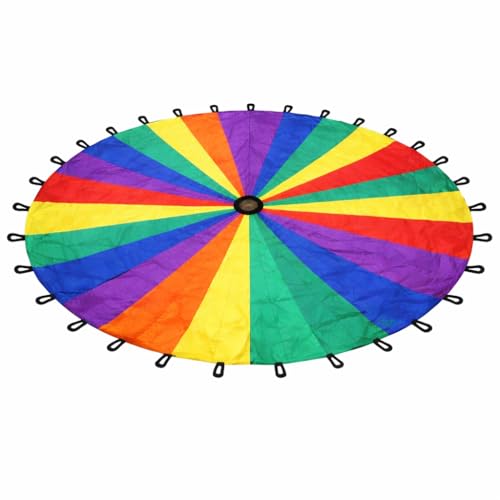 Image of Fitfix 24 Feet Rainbow Kids Play Parachute Game | Colorful Outdoor & Indoor Activity Toy for Schools, Kindergarten & Parties | Durable Polyester Cooperative Team Play Parachute for Boys & Girls