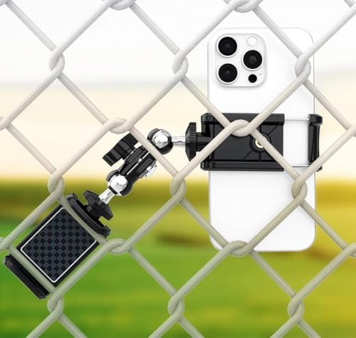 Nakedcellphone EZ Fence Mount for Gamechanger Cell Phone iPhone GoPro Mevo Start - Ideal for Recording Baseball Softball Tennis Pickleball - Wonder Straps Included