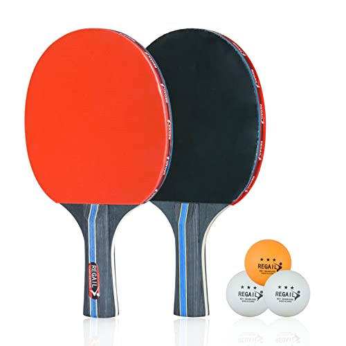 BURFEER Ping Pong Paddles Set of 2,High-Performance Sets with Premium Table Tennis Rackets,Includes 2 Player Rackets, 3 Professional Table Tennis Balls, Portable Storage Case for Indoor-Outdoor Play