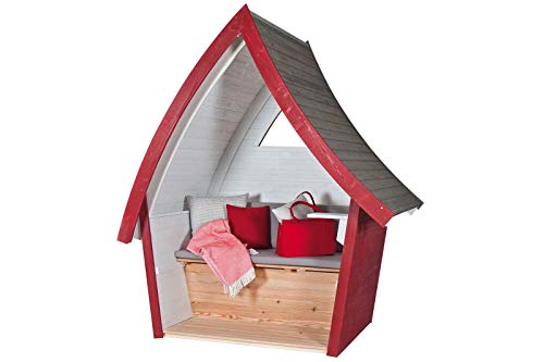 Sonnenpartner Hut Dream Beach Chair Red/Grey Coated Spruce Wood with Window