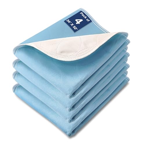 Image of Bed Pads Washable Waterproof, 52 inch x 34 inch (4 Pack) Incontinence Bed Pads, Waterproof Bed Pad & Pee Pad, Perfect for Adults, The Elderly and Pets