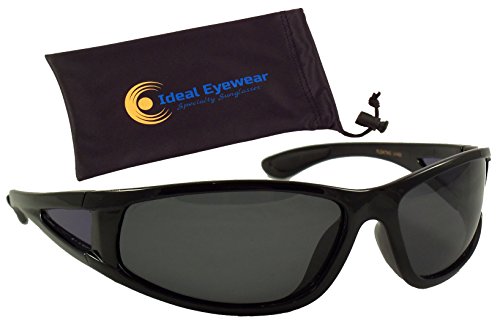 Ideal Eyewear Polarized Floating Sunglasses Great for Fishing, Boating, and Water Sports (Black Frame/Smoke Lens with Case)