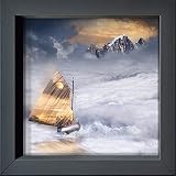 International Graphics - Carte postales encadrées - Maïlo / M-L Vareilles - ''Rendez-vous au crépuscule''- 16 x 16 cm - Cadre disponible en 4 couleurs – Couleur du cadre: Anthracite - Série LUNA