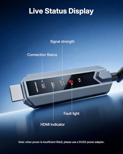 Image of VENTION Wireless HDMI Transmitter and Receiver 656FT with LED Screen, Up to 6 RXs, Heat-Control, Plug & Play Wireless HDMI Extender Kit 4K Decode to Monitor from PC /Projector /TV Box(1TX+4RX)