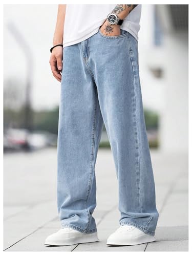 SOLY HUX Men's Vintage Wide Leg Baggy Jeans Mid Waist Casual Denim Pants Streetwear3