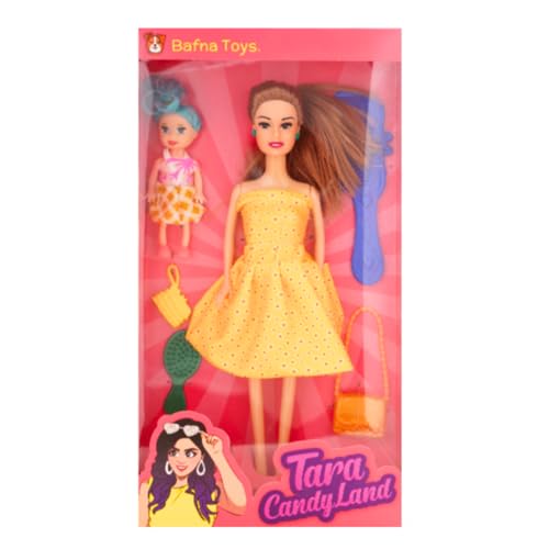 Tara Candy | Doll with one Mini Doll Handbag, 2 Hairbrushes | Gift for Girls 3+, 30 Cm Height (Colour May Vary) (Tara Candy)