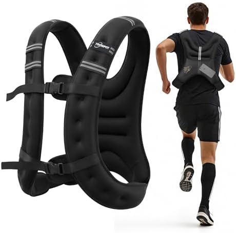 Weighted Vest, 30LB Weight Vest with Reflective Stripe, Body Weight Vest with Back Mesh Pocket for For Women & Men, Home Gym & Outdoor Strength Training