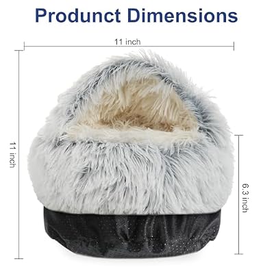 Soothing Guinea Pig Hideout, Doughnut Guinea Pig Bed with Hooded Cover, Washable Hamster Rabbit Bunny Bed, Washable Round Cave Beds for Small Animal Bunny Rabbit Hideout (Grey)