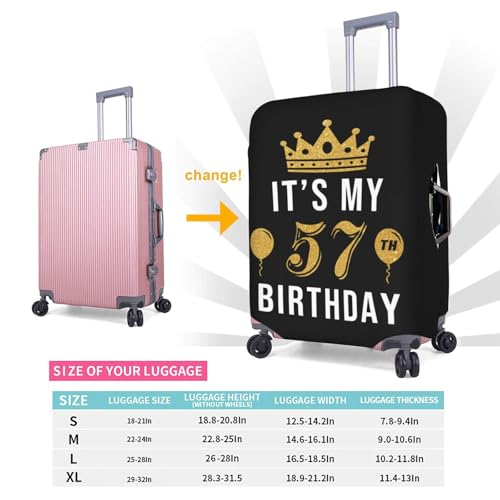Travel Luggage Cover It‘s My 57th Birthday Fashion Washable Baggage Suitcase Protector Fit For Luggage Medium 5