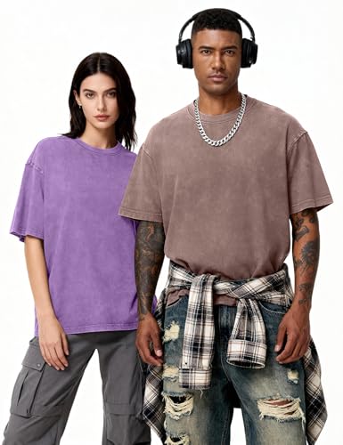 Image of Eiscntd Mens Oversized T-Shirts Heavyweight Cotton Vintage Unisex Baggy Tee
