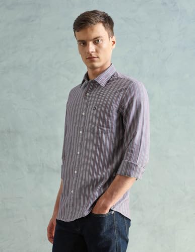 Image of Arrow Sport Men Slim fit Cotton Checked Long Sleeves Spread Collar Shirt