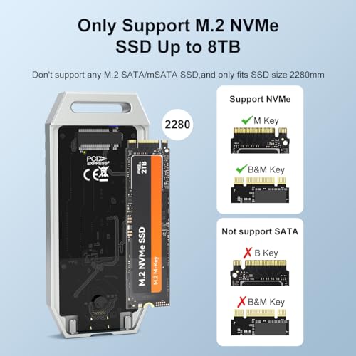 Caja externa Tool Free USB4.0 40Gbps para NVMe M.2 SSD miniatura 5