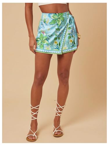 Image of SweatyRocks Women's Boho Mini Skirts Floral Shorts Tie Side Wrap Skorts