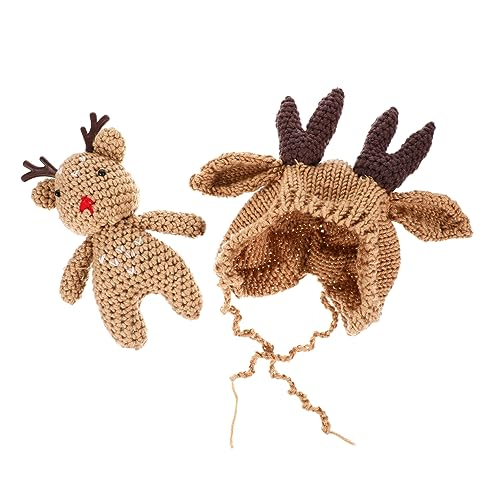 1Set Winter Hat Adorable Wool Knit Antler Cap for Months Cozy Warm for Indoor Outdoor Use Photography Prop for Newborns Brown