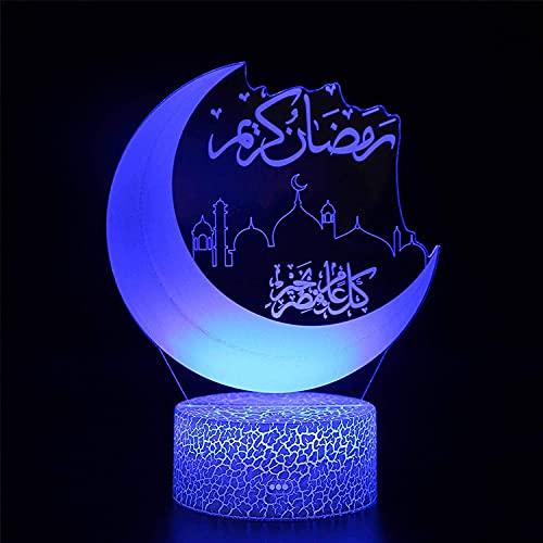 Mubarak Ramadan LED DIY Lampe, Eid Dekorationen Mond Stern Nachtlichter Holz Tischdekoration Mondlampe Eid Eid Mubarak Holz Eid Dekorationen Für Zu Hause Ramadan Handwerk Dekoration (C) Cover