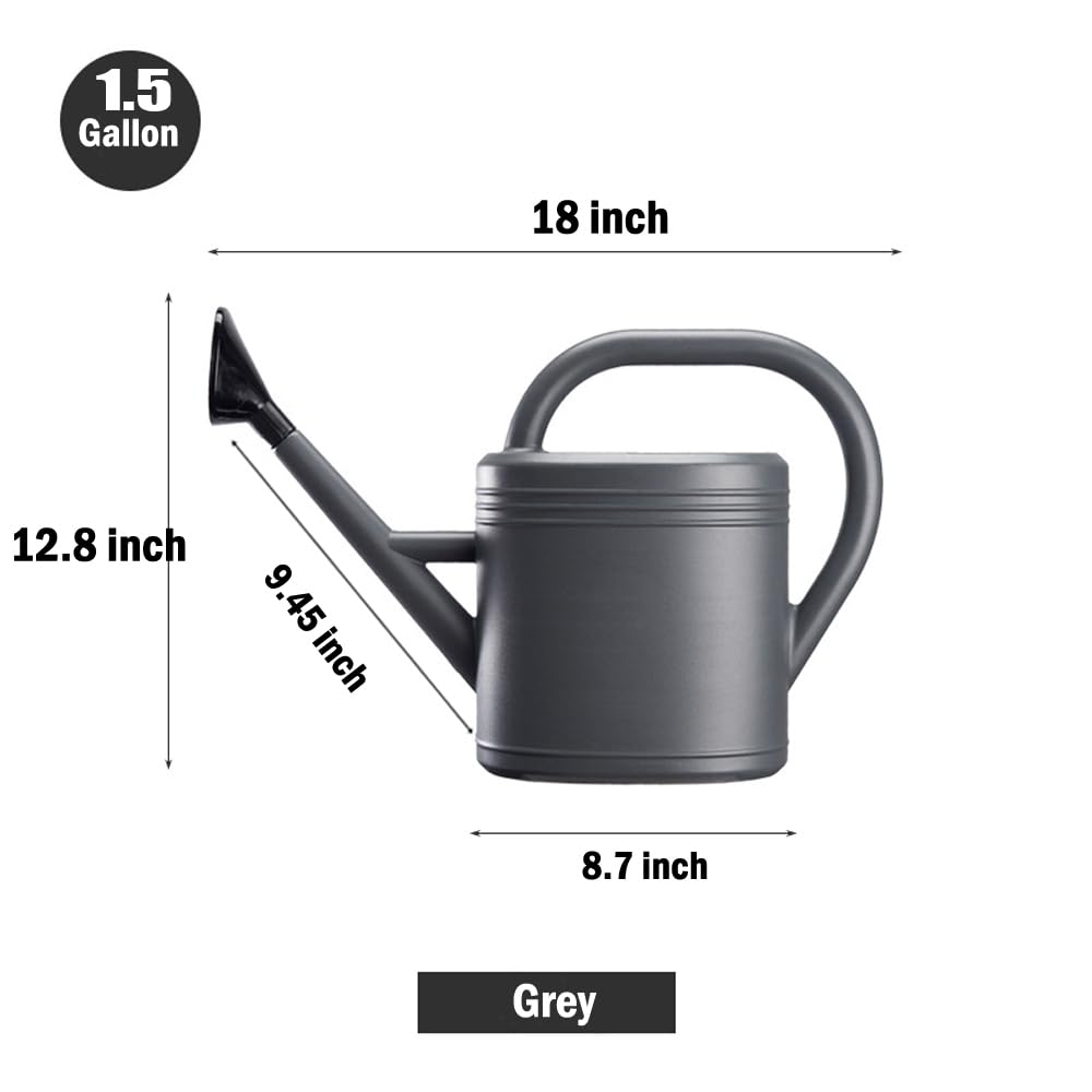 Annaffiatoio da 1,5 galloni per piante da esterno, grande annaffiatoio da giardino in plastica con bocca lunga per piante da appartamento da interno, tanica d'acqua con testa spruzzatore staccabile