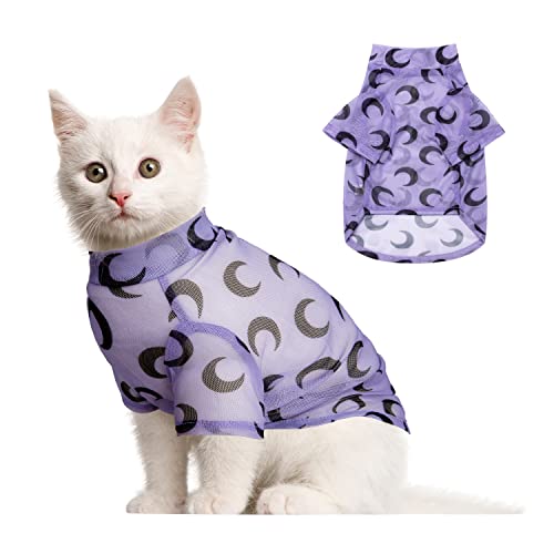 Dog Shirts, Cat Shirts, Moon Design, Breathable Lightweight Mesh Vest, Stretchy T-Shirts Dog Cat Clothes Pullover Supper Soft Pet Apparels for Cats, Puppies Small Medium Large Dogs (X-Small, Purple)