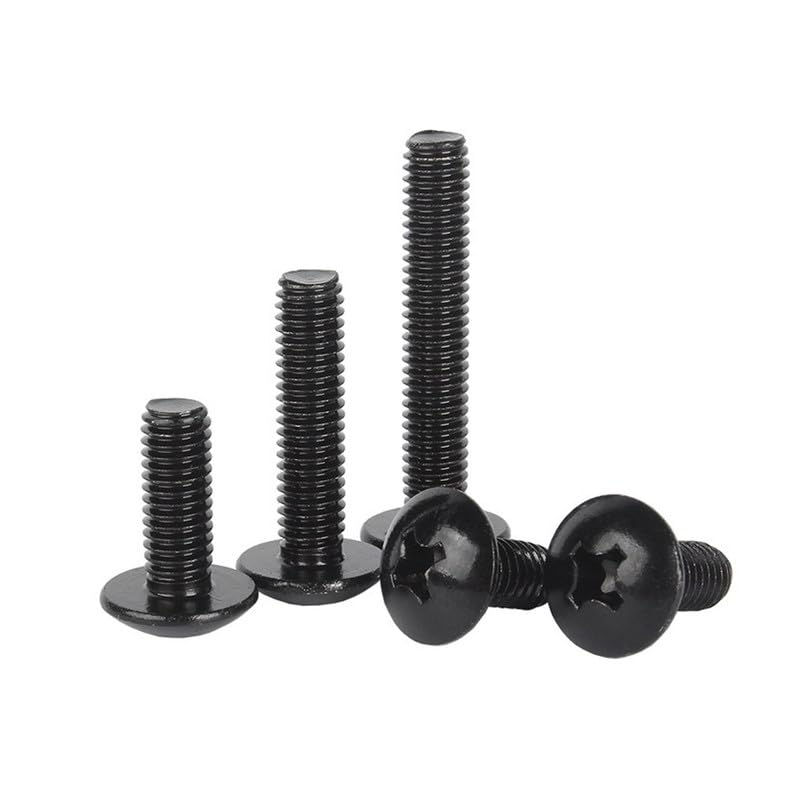 Croce Bulloni a testa tonda Acciaio inossidabile 304 Nero Zinco Fungo Bulloni testa tonda piatta Pan Viti Machine Elementi di fissaggio M5 x 20mm 20 Pcs