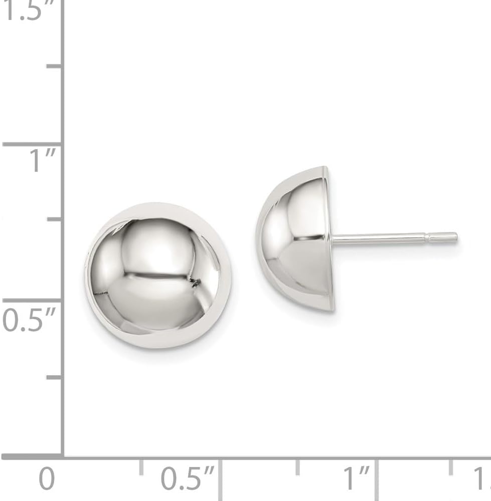 925 Sterling Silver Half Ball Stud Earrings (L-12 mm, W-12 mm) Gift for Women, AFJ-QG-QE3496