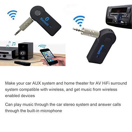 Mini Receptor BT Portátil para Carro para Telefone, Mini Adaptador de áudio Sem Fio 3,5 Mm Aux, Comp