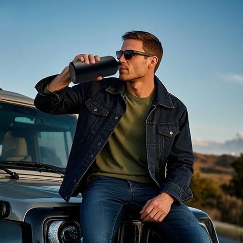 Image of 32 oz Insulated Water Bottle with Sleeve - Tactical Stainless Steel Wide Mouth Gym Water Bottles for Men Sports Workout Hiking with Pouch Gray