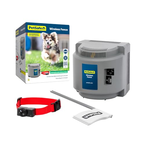 PetSafe Original Wireless Electric Fence for Dogs, Portable for Travel Covers Up to 1/2 Acre, Waterproof Collar for Pets 8lb+ with Tone/Static (Gray), from the Parent Company of Invisible Fence Brand