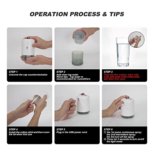 Small Humidifiers For Bedroom,Cool Mist Humidifiers,Mini Usb Car Humidifier,Mini Air Humidifer For Office Desk Travel(300Ml,White) #TOP6