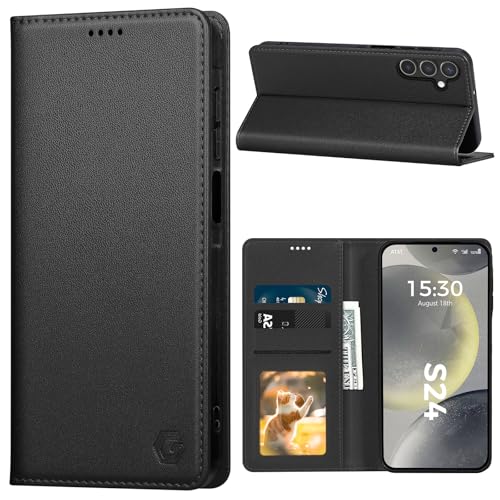 Kirnntca Handyhülle für Samsung Galaxy S24 5G Hülle Kartenfach Premium PU Leder Klapphülle Schutzhülle Standfunktion Tasche Flip Case für Samsung Galaxy S24 5G - Schwarz