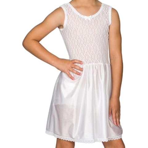 I.C. Collections Big Girls White Stretch Lace Slip, 8 Cover