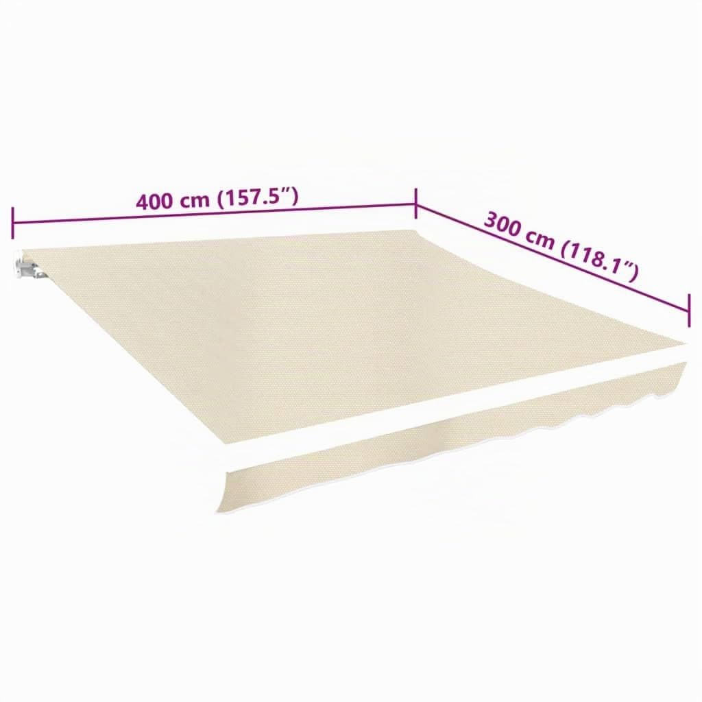 Tomostar Toile de Remplacement Store Banne, Toit de Rechange Tissu de Remplacement pour Auvent Crème 4x3 m (Cadre Non Inclus)