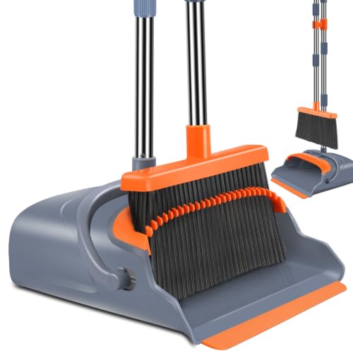 kelamayi Upgrade Broom and Dustpan Set, Self-Cleaning with D...