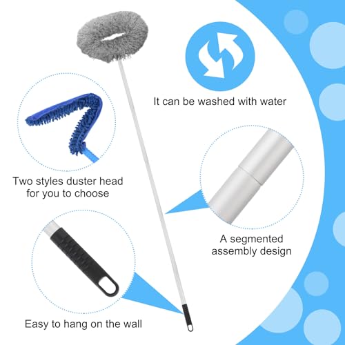 Image of PATIKIL Ceiling Fan Cleaner Duster, 12.9 inch to 59 inch, 2 in 1 Microfiber Duster Extendable Handle Fan Blade Cleaning Tool Removable Washable for Furniture Blind, Gray