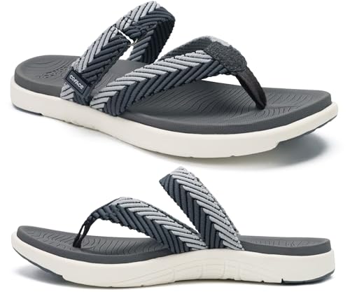 Image of COFACE Womens Trendy Orthotic Flip Flops Lightweight Yoga Mat Thick Cushion Walking Thong Sandals Adjustable Slip On Slippers With Comfortable Plantar Fasciitis Arch Support