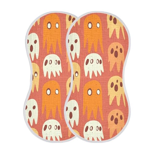 4 Pack Baby Burp Cloths, Soft Absorbent Burping Cloths for Babies, Cotton Milk Spit Up Rags, Large Size for Newborns, Baby Boys and Girls (Orange Whimsical Spirits)2