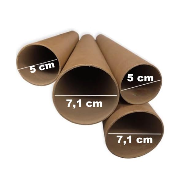 Pack de 10 Tubos de Cartón para Documentos Formato A2+ - 7,1cm de Diámetro x 55cm de Largo Interior, Incluye Tapas Blancas de Plástico, Perfecto para Almacenaje, Archivo y Envío. (7,1x55 cm (A2+))