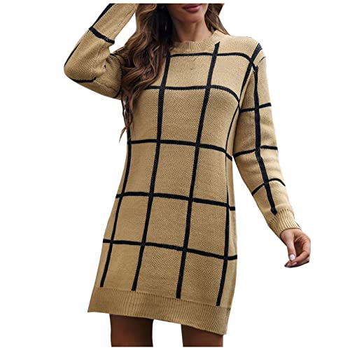 Robe mini d'hiver à manches longues et coupe ajustée en maille stretch